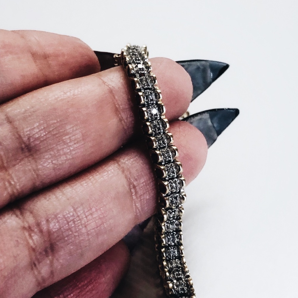 14k vintage gold genuine diamond tennis bracelet